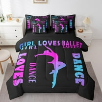 Erosebridal Modern Dance Bedding Sets Twin Size, Eat Sleep Comforter Sets with Sheets, Princess Ballet Reversible Bed Set, Ultra Soft Room Decor, 7 Pieces