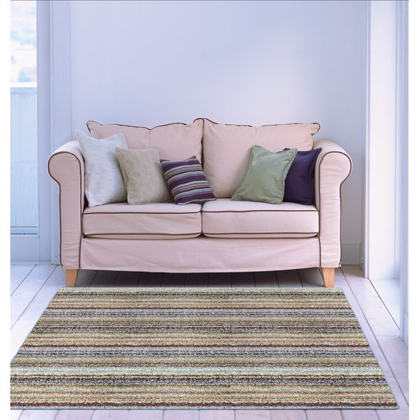 Garland Rug Striped Shag Random Earth Toned 5'x7' Indoor Area Rug