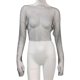 thumbnail image 1 of Women Glitter Rhinestones See Through Flared Long Sleeve Crop Top Fishnet Mesh T-Shirt Rave Outfit Body Chain Clubwear orange, 1 of 4
