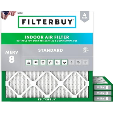 Filterbuy 21.5x21.5x1 MERV 8 Pleated HVAC AC Furnace Air Filters (4-Pack)