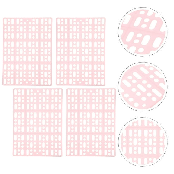 IBASETOY 4Pcs Pink Bunny Foot Mats for Small Animal Cages Wear Resistant Plastic Floor Pads