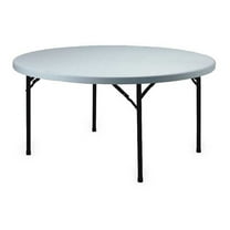 Round Folding Table, 60" dia. W, 30" H, Blow Molded Polypropylene Top, White