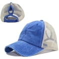 thumbnail image 3 of Skymirror Women Ripped Anti UV Mesh Ponytail Hat Adjustable Breathable Sports Baseball Cap, 3 of 8