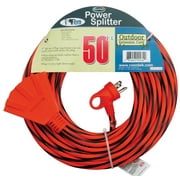 Conntek Indoor and Outdoor 50 ft. L Black/Orange Triple Outlet Cord 12/3 SJTW