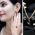 thumbnail image 3 of Rosec Jewels Real Black Spinel Jewelry Set with Moissanite - Cocktail Necklace and Earring Set - AAA Grade - Jewelry Box included, 18K Yellow Gold, 3 of 8