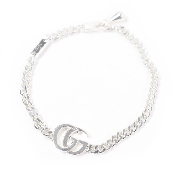 Pre-Owned GUCCI 814917 Double G Chain Bracelet, SV925 Silver, 18kg, with Box and Dust Bag, Made...