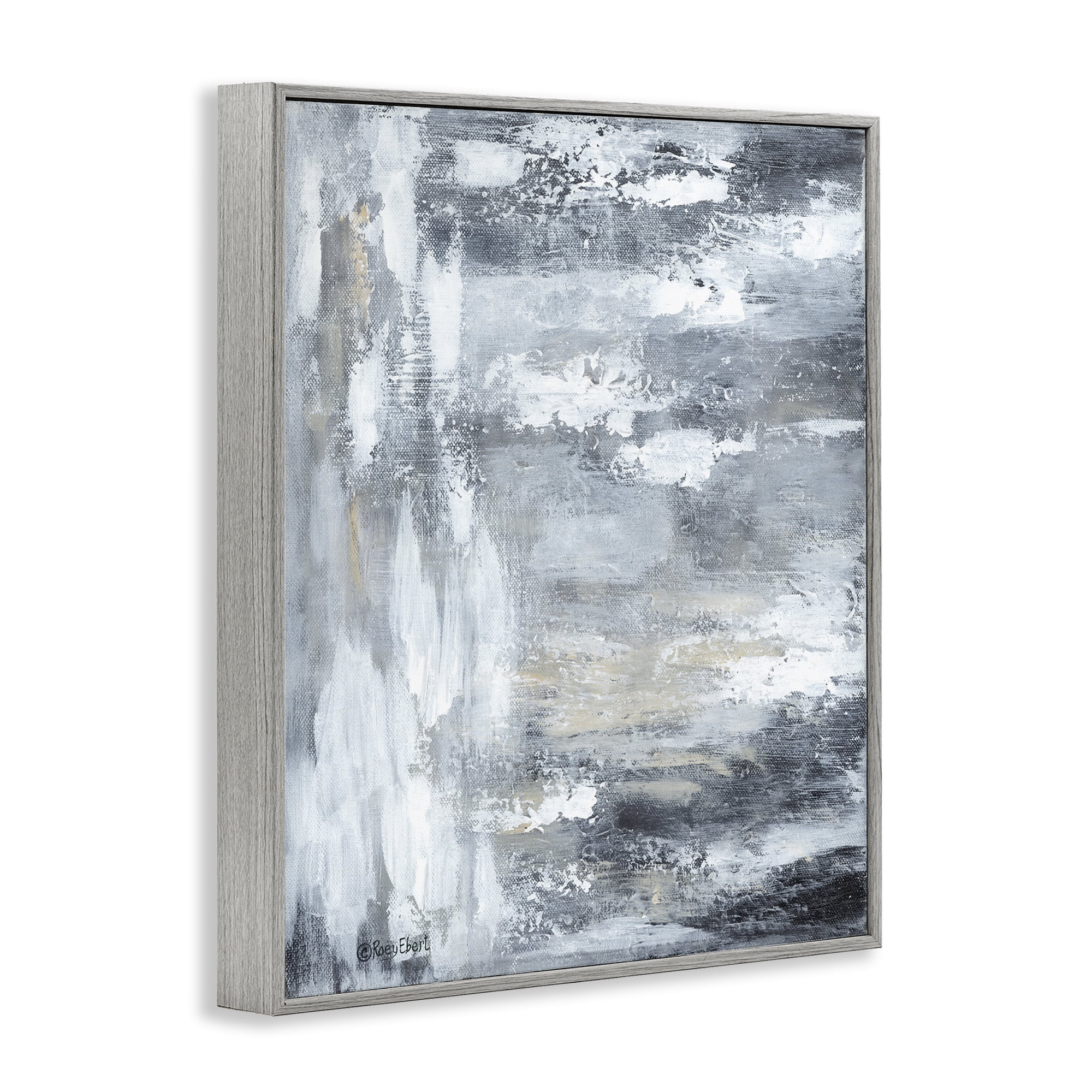 Stupell Industries Grey Brushed Abstraction Abstract Painting Gray Framed Art Print Wall Art, 16 x 20