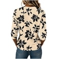 thumbnail image 6 of Edvintorg Womens Casual Tops Floral Printed 3/4 Sleeve Lightweight Shirt Crew Neck Casual Loose Blouses Plus Size Fashion Womans Clothes Khaki XXXL, 6 of 7