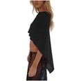 thumbnail image 4 of BLTIBY Womens Sheer Poncho Top Beach Sun Shirts Lightweight Knit Shrug Bolero Mesh Batwing Sweater Wraps Cover Up Beachwear Black Free Size, 4 of 5