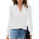 thumbnail image 1 of Blusas de manga larga con cuello en V, blusas con volantes y mangas abullonadas para mujer, blusas de moda con mangas abullonadas, diseño exquisito, 1 of 5