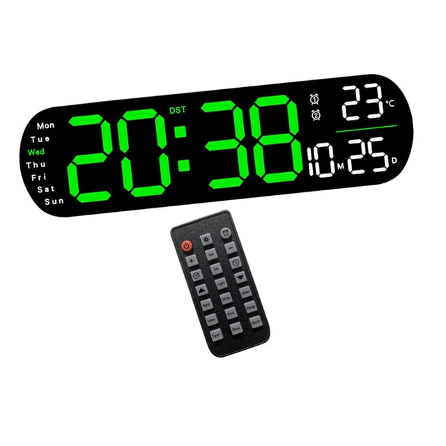 Reloj despertador digital, reloj de escritorio conmutable degreeF/ degreeC, visualización de temperatura, fecha y semana, reloj calendario para mesita de noche, Verde