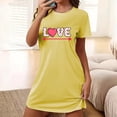 thumbnail image 2 of Women’s Pajamas Night Gowns for Women Heart Print Sleepdress Short Sleeve Round Neck Sleepshirt Comfort Pajama Dress Sleepwear T-Shirt Loungewear House Dress Yellow M, 2 of 5