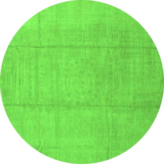Ahgly Company Indoor Round Abstract Green Modern Area Rugs, 7' Round