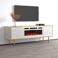 thumbnail image 3 of Goldie WH-EF Floating Fireplace TV Stand for TVs up to 75", Modern High Gloss 65" Entertainment Center, Wall Mounted Electric Fireplace TV Media Console with Storage Cabinets, 3 of 8