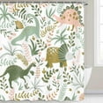 thumbnail image 4 of Kids Shower Curtains,Funny Dinosaur Shower Curtains, Cute Dinosaur for Boys Girls, Green Plant Leaf Flowers Colorful Bathroom Decor with Hooks Waterproof Fabric Polyester Bathtub Decorative, 4 of 6