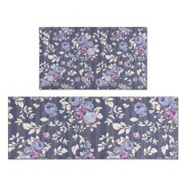 Pioneer Flower Floral Print Pattern Kitchen Rugs Sets Of 2,Anti Fatigue Kitchen Mat Rugs Non Slip Washable,Decorative Kitchen Floor Mats for Kitchen,Sink,Laundry,17"x30" 17"x47"