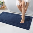 thumbnail image 3 of OEAKAY Textured Plush Navy Microfiber Bath Mat, 24"x43", Non-Slip and Absorbent Bathroom Rug, Machine Washable, Quick Drying Shower Floor Carpet, 3 of 8