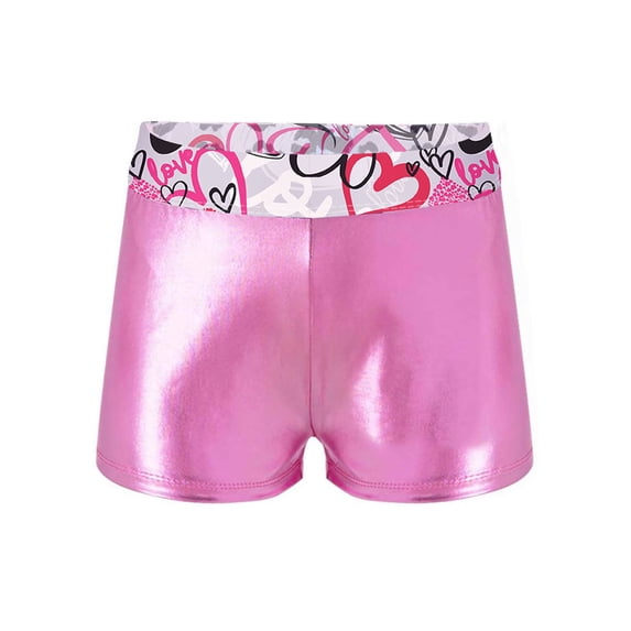 Aislor Kids Girls Shiny Gymnastics Dance Shorts Bottoms Sport Athletic Gym Yoga Fitness Booty Shorts