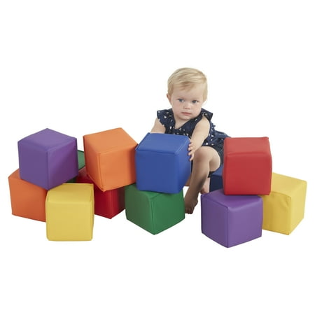 ECR4Kids SoftZone Patchwork Toddler Building Blocks, Assorted, 12-Piece