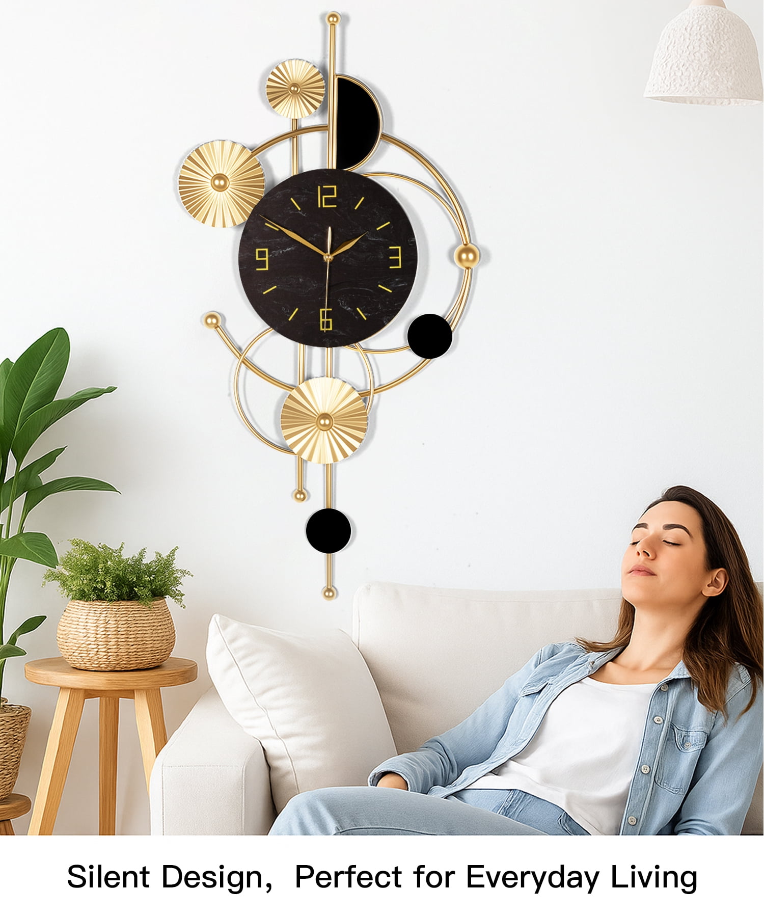 Wall Clock,Large Wall Clock,Wall Clocks for Living Room Decor Modern Silent Non-Ticking Metal Wall Art, Clock for Living Room, Kitchen, Bedroom, or Office Wall Decor (32")
