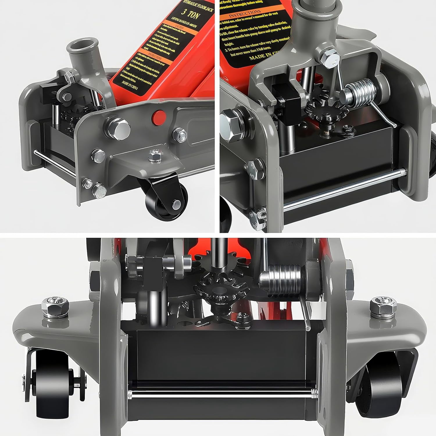 LARBANKE 3 Ton Floor Jack, Heavy Duty Steel Fast Lift Service Jack, Car Jack 6,600 lbs Capacity, 5.31" to 18.11" Lifting Range, Red