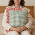 thumbnail image 7 of Lypsnake Ruffled Patchwork Throw Pillow, Multicolor Plaid Cushion with Ruffled Edge, Soft Square Decorative Pillow for Sofa Couch Bed Farmhouse Living Room & Bedroom Home Decoration, 7 of 7