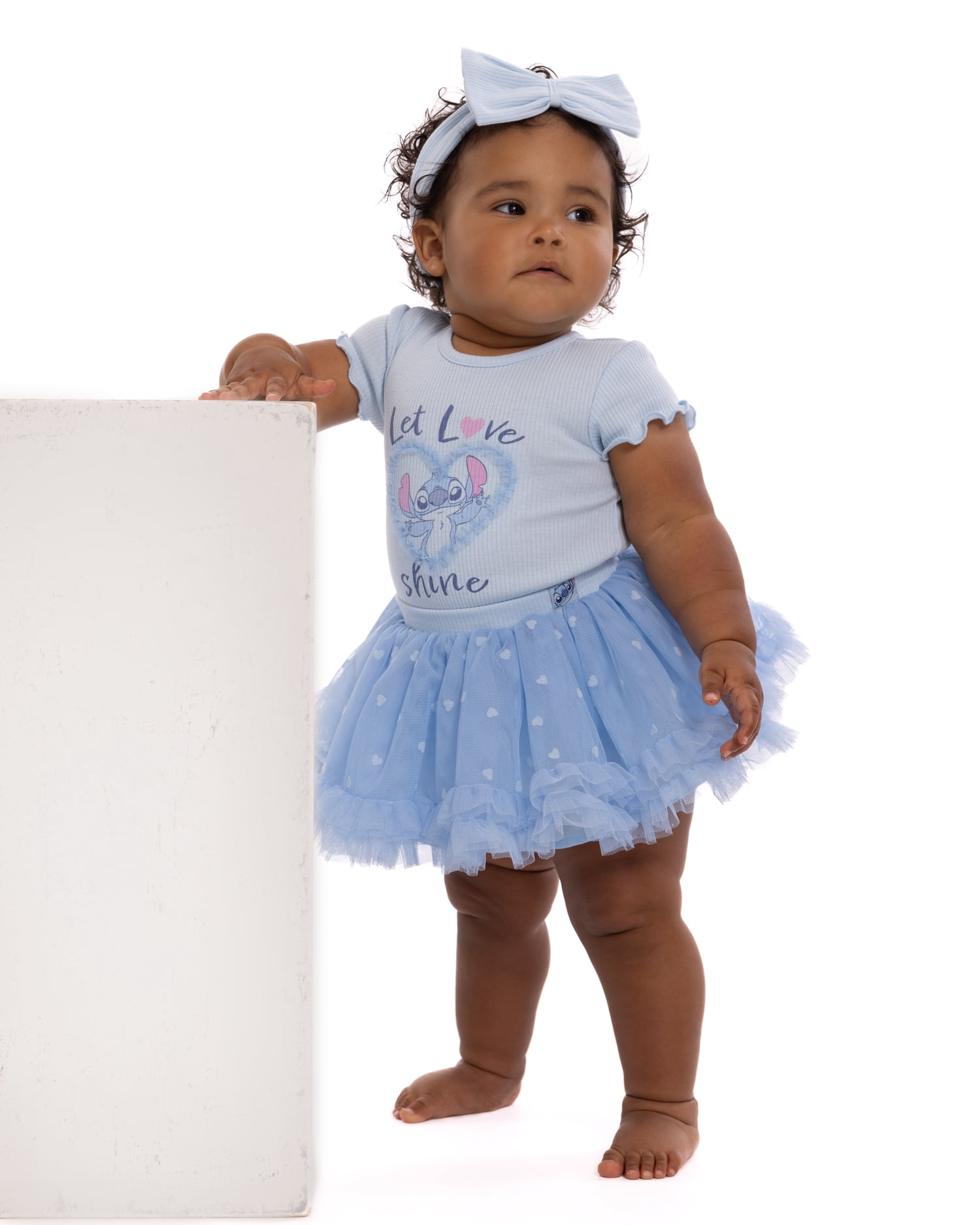 Stitch Baby Girls Bodysuit & Skirt Set with Bow Headband, 3-Piece, 0/3M-24M