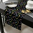 thumbnail image 3 of Cartoon Cotton Linen Table Runner 13 x 90 inch Cute Colorful Pencil Paw Print Funny Black Non-slip Rectangular Dining Table Decor for Wedding Party Holiday Dinner, 3 of 8