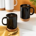 thumbnail image 2 of Gibson Home Modani 2 Pack Large 16.5 OZ Ceramic Mugs Set with Removable Cork Bottom and Lid - Black, 2 of 5