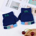 thumbnail image 1 of Guantes de punto con vuelta para niños de otoño e invierno, de medio dedo, de doble propósito, para niños y niñas, bonitos y cálidos dedos expuestos, para niños y estudiantes, 1 of 6