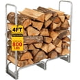 thumbnail image 3 of QinaQin 4FT Steel Firewood Rack with Waterproof Cover, Black, 3 of 7