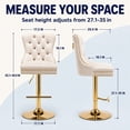 thumbnail image 3 of Beige Velvet Swivel Bar Stools Set of 4 with Upholstered Back, Adjustable Counter Height Barstools, Bar Chairs for Home Bar Kitchen Island Pub Restaurant (4 Pcs, Beige), 3 of 10