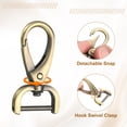 thumbnail image 4 of Uxcell 2Pcs Gancho giratorio desmontable 3/4" D Ring con ganchos de langosta giratorios para bolso de latón, 4 of 7