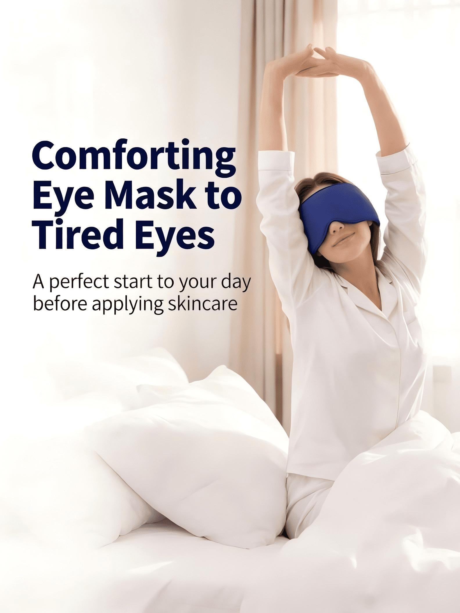 FACEMOON Adults Ice Silk Sleep Soft Comfort Cooling Weighted Gel Sleep Eye Mask for Sleep Support, Dark Circles, Puffy Eyes with Storage Bag, Blue
