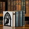 thumbnail image 6 of Metal Bookends for Shelves Modern Decorative Heavy Duty Study Book Support Stoppers for Office Desk Shelf Room 5.3"x4.3"x7.9" Cast Iron Simple Tall Bookends 1 Pair (Gothic Crow), 6 of 7