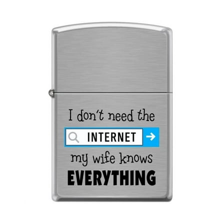 Zippo Lighter-My Wife Knows Everything Brushed Chrome Windproof Lighter #Z5426