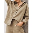 thumbnail image 1 of Chemise en Coton et Lin à Col Polo à Manches Longues pour Femme, 1 of 1