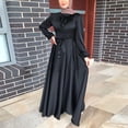 thumbnail image 2 of FYEGRE Clergy Dress for Women Long Sleeve A Line Elegant Maxi Dress with Tab Insert Stand Collar and Belt 1-Black XL, 2 of 6