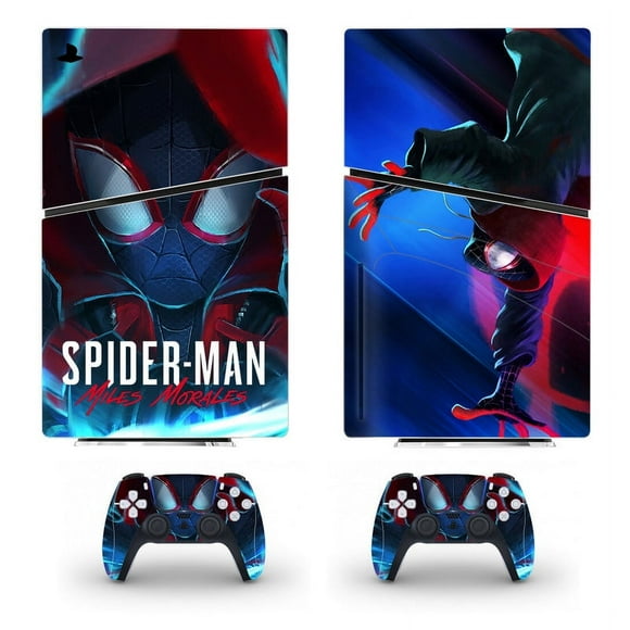 Playstation 5 Slim Ps5 Slim Miles Spider Man Skin Decal And Controller Stickers Set, Scratch-resistant (Disk)