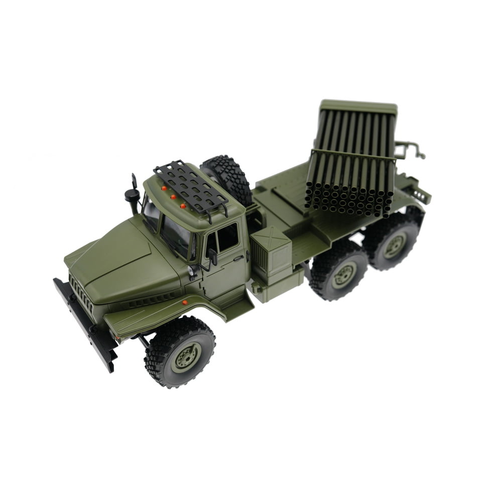 1:16 Full-Scale RC Crawler, 4WD 2.4G Remote Control Climbing Car with 5KM/H High Speed, Rocket Launcher, Spare Tire, RC Drift Vehicle Model Toy Gift for Adults