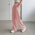 thumbnail image 3 of hoksml Women's Drawstring Waist Striped Wide Leg Pants, Casual Stretchy Trousers with Pockets, 3 of 6