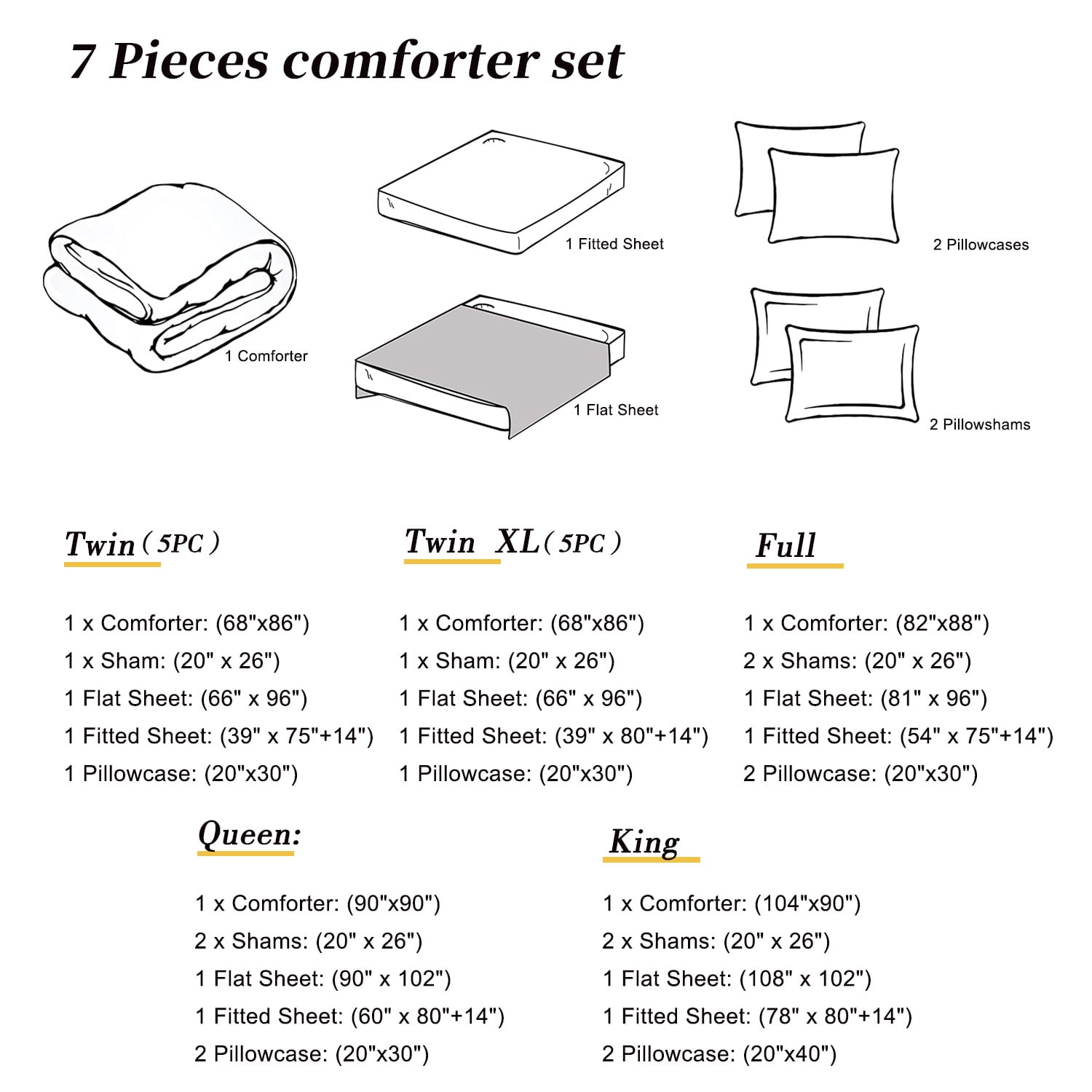 EvJK 7-Piece Comforter Set – Luxury Polyester, Soft & Comfortable, Decorative, All-Season Bedding Set – King