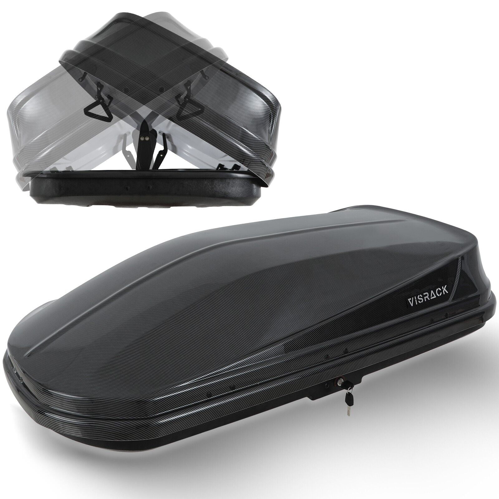 13 FT Black Cargo Box Hard Shell Carbon Fiber Style Roof Cargo Carrier with Security Key 56 x 30 x 13.7 Walmart