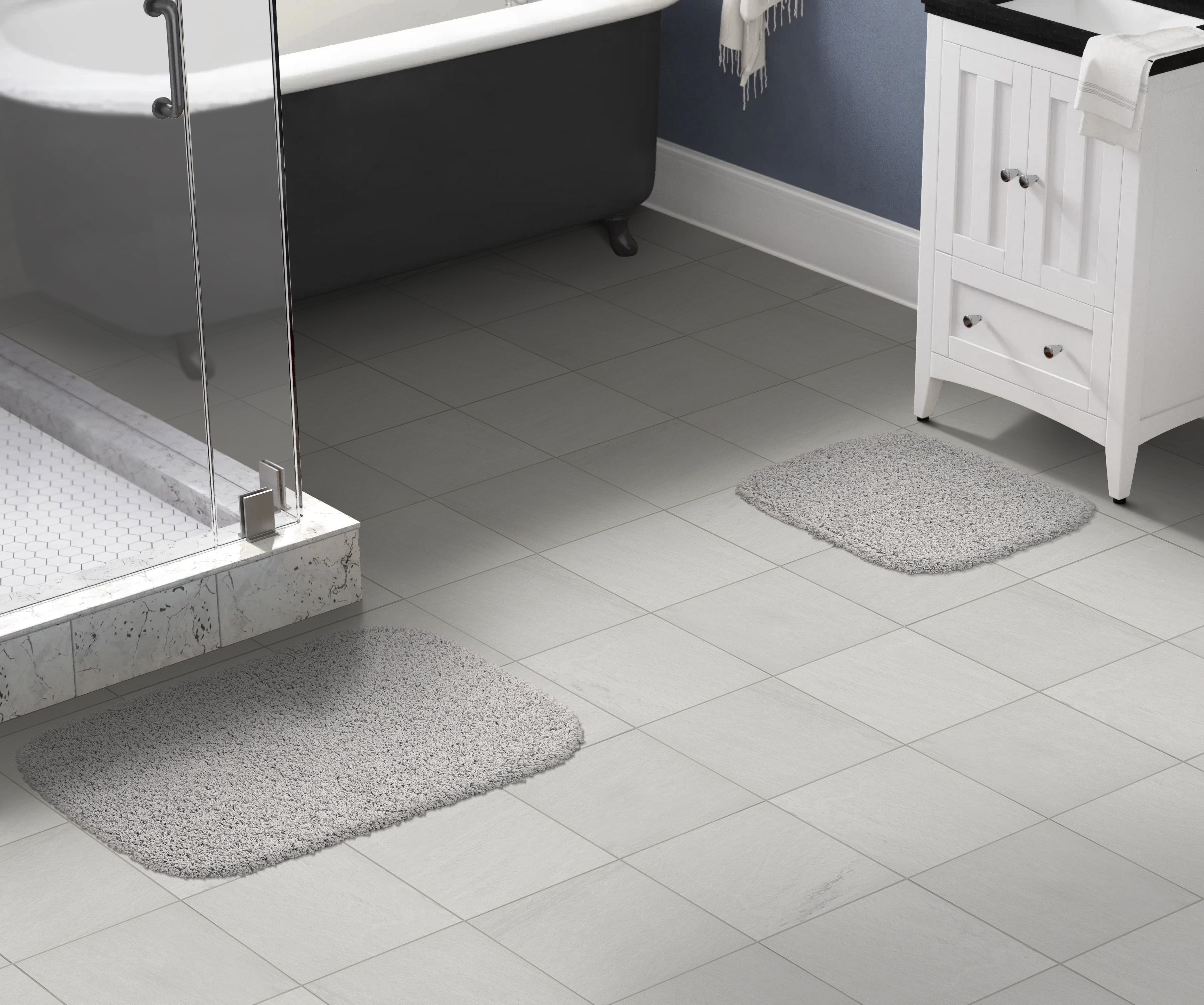 Garland Rug Jazz Washable Bath Rug Set, 2 Piece Set (17"x24" Bath Rug, & 21"x34" Bath Rug) Platinum Gray