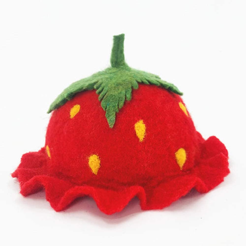 Handmade Wool Felt Red Strawberry Hat 