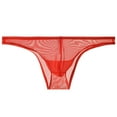 thumbnail image 2 of Tao Tao Men's Low Waist Solid Color Half Coverage Triangle Briefs Thin Mesh Bulge Pouch Bikini Briefs Underwear Red XL, 2 of 3