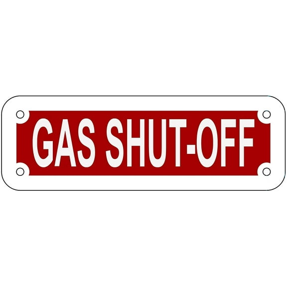 GAS SHUT OFF SIGN (RED REFLECTIVE , ALUMINIUM 2X6 )