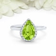 thumbnail image 4 of HeartsAndYou 3ct Natural Peridot & Diamond Ring Halo Minimalist 100% 14k SOLID White Gold, 4 of 9