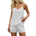 thumbnail image 3 of FASHOFT Cotton Pajamas for Women Set 2 Piece Camisole And Shorts Pj Sets Soft Breathable Summer Lounge Sleepwear White S, 3 of 6
