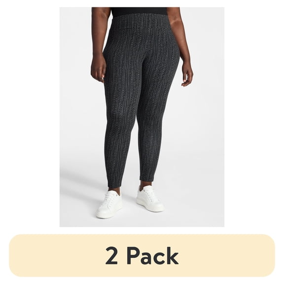 (2 pack) Terra & Sky Women's Plus High Waist Ankle Length Leggings, 27" Inseam, Sizes 0X-5X